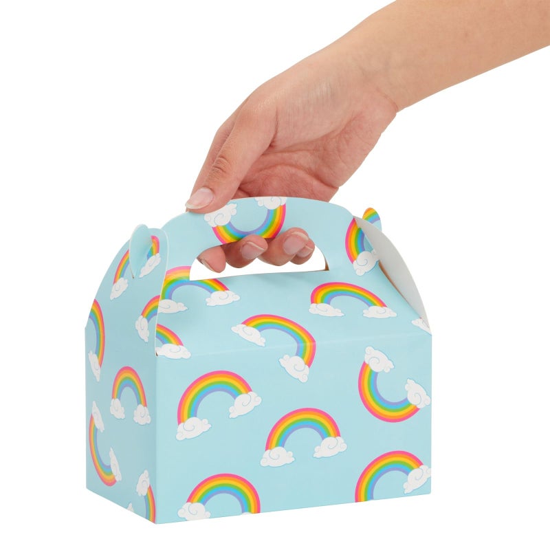 BLUE PANDA Rainbow Gable Party Favor Box Set - Easy Pop-Up Gable Box with Built-In Handle - Party Favor Bags & Gift Bags - Candy & Rainbow Popcorn Holders - 24-Pack, 6.2 x 3.6 x 3.4 in - Image 4